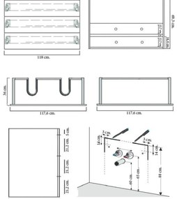 Sanicare Q1 badkamermeubel met 3 laden 120 cm schots-eiken