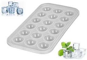 Siliconen ijsblokjesvorm voor 18 ijsblokjes in de vorm van een halve cirkel, grote ijsblokjesvorm, vaatwasmachinebestendig, semitransparant