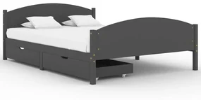 vidaXL Bedframe met 2 lades massief grenenhout donkergrijs 140x200 cm