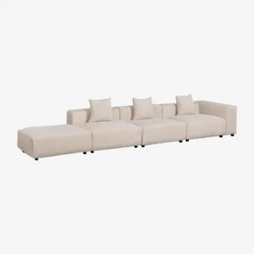 Bruna Modulaire Hoekbank Met Hoge Armleuning En Poef ↔︎450 Cm Corduroy Beige – Linnen - Sklum
