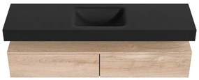 Zaro Alan badmeubel 170cm washed oak 2 lades met vrijhangende wastafel cloud midden zonder kraangat urban