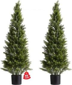 VEVOR Kunstmatige Topiary Cederbomen, Set van 2, 1219 mm, Kunstplant, Decoratieve plant, Eenvoudige montage voor decoratie, Veranda, Buitenterras, Tuin, Balkon, Achtertuin, Binnen, Kantoor