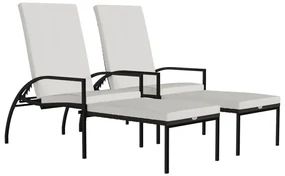 vidaXL Ligbedden 2 st met voetensteun polyetheen rattan bruin