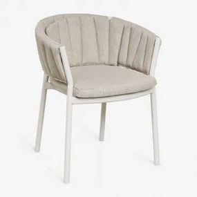 Set Van 4 Eetkamerstoelen Met Armleuningen In Aluminium En Stof Roderise Stof Zandbruin - Sklum