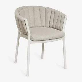 Set Van 4 Eetkamerstoelen Met Armleuningen In Aluminium En Stof Roderise Stof Zandbruin - Sklum