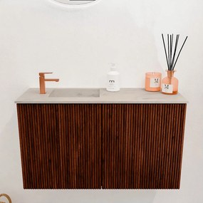 Mondiaz Joya DLux 70cm toiletmeubel ruby met wastafel faye links 1 kraangat opalo