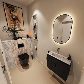 MONDIAZ TURE-DLUX 60cm toiletmeubel Urban. EDEN wastafel Glace positie links. Zonder kraangat. TUREDX60URBL0GLA