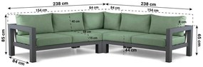 Hoek loungeset 5 personen Aluminium Grijs  Lifestyle Garden Furniture Luca