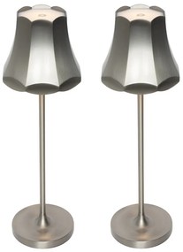 Buitenlamp met dimmer LED Set van 2 Retro tafellamp met dimmeren gunmetal oplaadbaar IP44 - Granny Retro IP44 Buitenverlichting Lamp