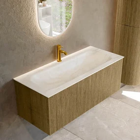 Mondiaz Kurve-dlux 110cm badmeubel dusk met 1 lade en wastafel big medium midden 1 kraangat ostra
