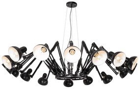 Smart hanglamp met dimmer zwart 16-lichts verstelbaar incl. 16 Wifi A60 - Hobby Spinne E27 rond Binnenverlichting Lamp