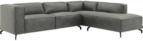 Goossens Bank Calvin grijs, micro leer, 3-zits, modern design met ligelement rechts
