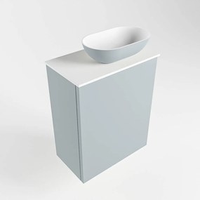 Mondiaz Fowy toiletmeubel 40cm clay met lichtgrijze waskom rechts en kraangat