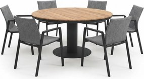 Palazzo Nancy dining tuinset 160xH75 cm 7 delig antraciet teak