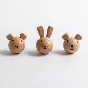 Set van 3 wandkapstokken Ifans Kids Natuurlijk - Sklum