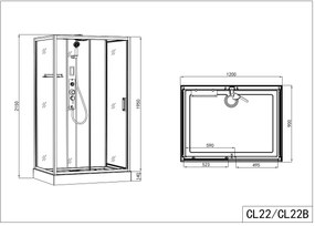 Badstuber Boston complete douchecabine 120x90x215cm zwart mat