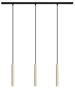 Modern railsysteem met 3 hanglampen beige met zwart 1-fase - Slimline Keno