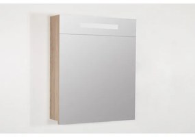 Saniclass 2.0 Spiegelkast - 60x70x15cm - verlichting geintegreerd - 1 linksdraaiende spiegeldeur - MFC - legno calore 7255