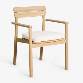 Set Van 4 Saira Acaciahouten Eetkamerstoelen Met Armleuningen Marrón Acacia Claro - Sklum