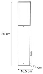 Moderne staande buitenlamp zwart 80cm met stopcontact IP44 - Charlois Modern E27 IP44 Buitenverlichting