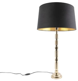 Art Deco tafellamp goud met katoenen kap zwart 45 cm - Torre Art Deco E27 rond Binnenverlichting Lamp