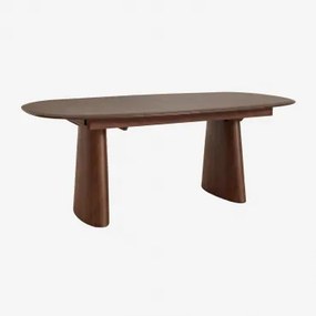 Uitschuifbare Ovale Eettafel Van Mdf En Essenfineer Nuveta Donker Hout & 220-280x110 Cm - Sklum