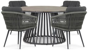 Tuinset Ronde Tuintafel 4 personen 125 cm Aluminium/wicker Grijs  Lifestyle Garden Furniture Western/Sorrento