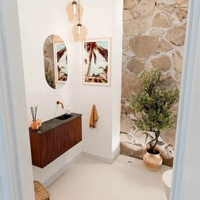 Mondiaz Joya DLux 80cm toiletmeubel ruby met wastafel faye rechts zonder kraangat lava