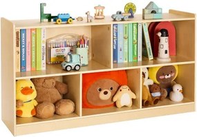 VEVOR Kinderboekenkast (114 cm), Speelgoedkast met 5 vakken, 2-laags, Opbergkast voor speelgoed, Speelgoedplank voor slaapkamer/kinderkamer, Vitrinekast Bruin