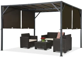 Metalen terraspergola Santorini 3 x 3 m antraciet-bruin Garden Point