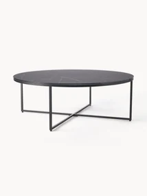 Ronde XL-salontafel Antigua met glazen tafelblad in marmerlook