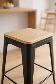 Torix lage kruk van natuurlijk hout