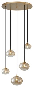Art Deco hanglamp goud met amber glas - Jia