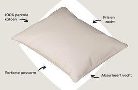 Dixxius Kussenslopen Excellent Percale Katoen Sand (set van 2) – Bij Swiss Sense