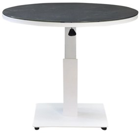 San Sebastian lounge dining tuintafel 90 cm rond H50,5-H75 cm in hoogte verstelbaar wit