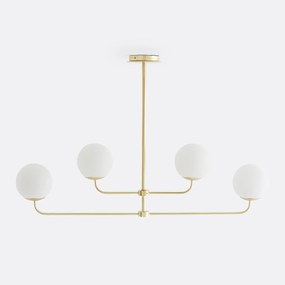 Hanglamp in messing en opaline glas, Moricio