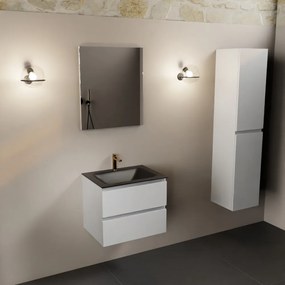 Mondiaz Aivy badmeubel 60cm talc met wastafel solid surface urban midden 1 kraangat en spiegel