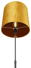 Stoffen Vloerlamp zwart met kap goud 40 cm verstelbaar - Parte Modern E27 Binnenverlichting Lamp