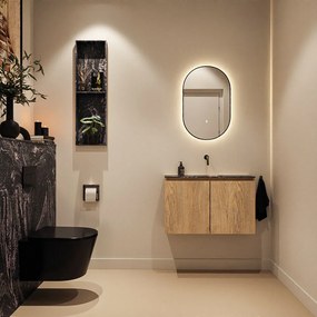 Mondiaz Ture DLux toiletmeubel 80cm washed oak met wastafel lava midden zonder kraangat