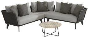 4 Seasons Outdoor Belize hoekbank loungeset met Axel salontafel Ø 73 cm SALE Loungeset antraciet weerbestendig