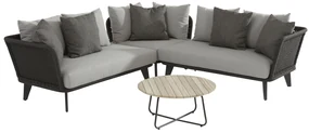 4 Seasons Outdoor Belize hoekbank loungeset met Axel salontafel Ø 73 cm SALE  Loungeset    antraciet weerbestendig