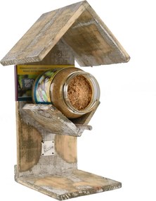 Bûten Gift - Houten feeder voor pot pindakaas - H27,5xL16,5xB14 cm