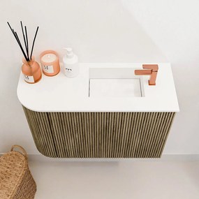 Mondiaz Joya 60cm toiletmeubel ronding links dusk met wastafel faye rechts 1 kraangat talc
