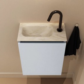 Mondiaz Ture DLux toiletmeubel 40cm clay met wastafel ostra links met kraangat