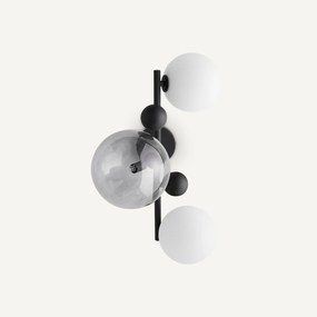 Wandlamp in smoked glas en metaal, Bullesco