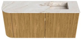 Mondiaz Joya DLux 90cm toiletmeubel ronding links oak met wastafel faye rechts 1 kraangat frappe