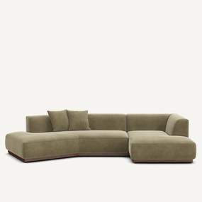 Open rechte hoekbank in linnen fluweel, JACOPO