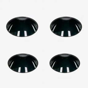 Pack Van 4 Inbouw Led Downlights Zonder Rand, Trimless, Rond Ø6,8 Cm Voor Buitengebruik In Aluminium Luisiana Zwart & Warm Wit 3000k & 23º & 11 W -