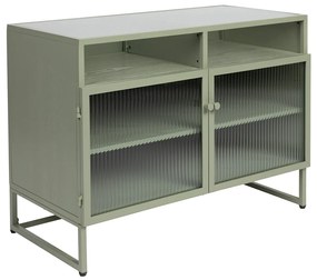 Lichtgroen Dressoir Met Ribbelglas - 80x38x58cm.