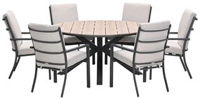 Garden Impressions Senja tuinset 7-delig desert sand - Tulli tuintafel Ø148x75 cm light teak vironwood